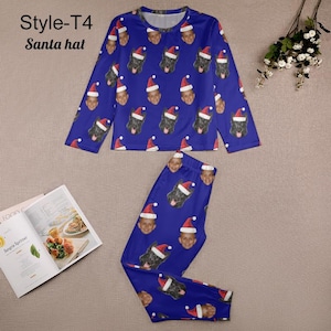 Julpyjamas för familjen, pyjamasset med personliga ansikten, långärmad topp och nederdel med personlig bild, pyjamasbyxor för barn och vuxna Style - T4