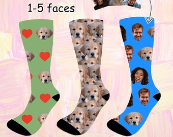 Custom Face Socks, Personalized Photo Crew Socks, Picture Faces on Socks, Cute Funny Birthday Gift, Christmas Gift