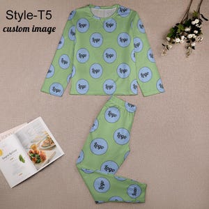 Julpyjamas för familjen, pyjamasset med personliga ansikten, långärmad topp och nederdel med personlig bild, pyjamasbyxor för barn och vuxna Style - T5