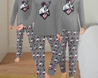 Custom Team Logo Pajamas, Personalized Logo Tops and Pants, Company Logo PJ Set, Picture Pajama, Sports Team Name Text Numbers Customized