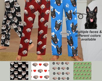 Personalized Photo Pajama Pants for Men Women Kids, Custom Picture PJ Bottoms, Family Face Pajamas, Cat Dog Pet Face Pants, Birthday Gift