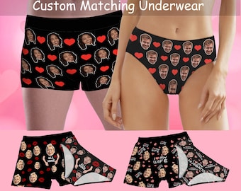 Individuell passende Unterwäsche für Paare, personalisierte Gesichtsboxer, Foto-Slips, Bildhöschen, Jubiläumsgeschenk für Freund und Freundin