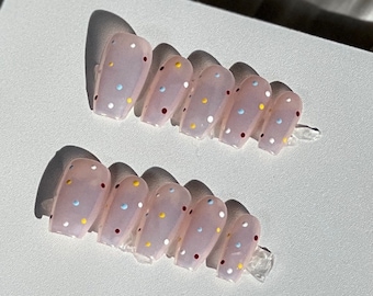 Wielokrotnego użytku, kropki, lakiery do paznokci, żel do manicure | Sztuczne paznokcie | Ręcznie robione | Nakładane paznokcie | Długotrwałe | Bezzapachowe | A1390