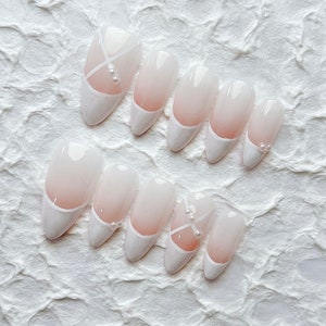 Reusable Dream Ballet Press on Nails Gel Manicure | Fake Nails | Handmade | Press-on nails | Long-lasting | Fragrance Free | 1-061