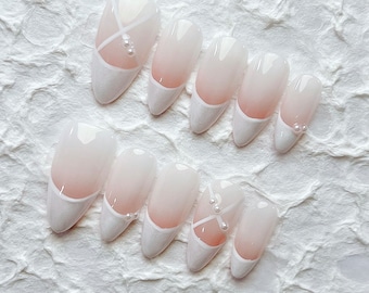 Reusable Dream Ballet Press on Nails Gel Manicure | Fake Nails | Handmade | Press-on nails | Long-lasting | Fragrance Free | 1-061