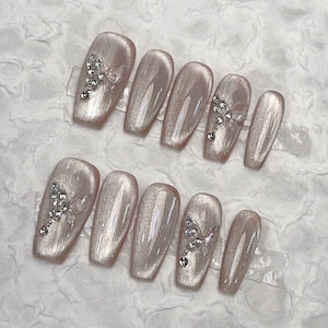 Reusable Cateye Butterfly Press on Nails Gel Manicure | Fake Nails | Handmade | Press-on nails | Long-lasting | A1838