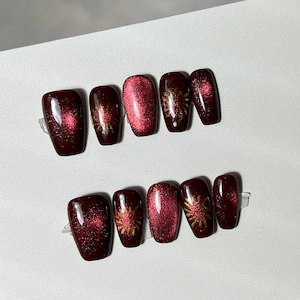 Unghie finte riutilizzabili Fireworks Premium Press on Nails Gel Manicure / Unghie finte / Fatte a mano / Unghie finte / A lunga durata / Senza profumo / A1434