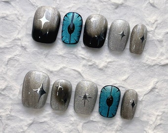 Reusable Devil‘s Eyes Press on Nails Gel Manicure | Fake Nails | Handmade | Press-on nails | Long-lasting | 1-331