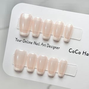 Reusable French Tip Press on Nails Gel Manicure | Fake Nails | Handmade | Press-on nails | Long-lasting | Fragrance Free | 1-A270