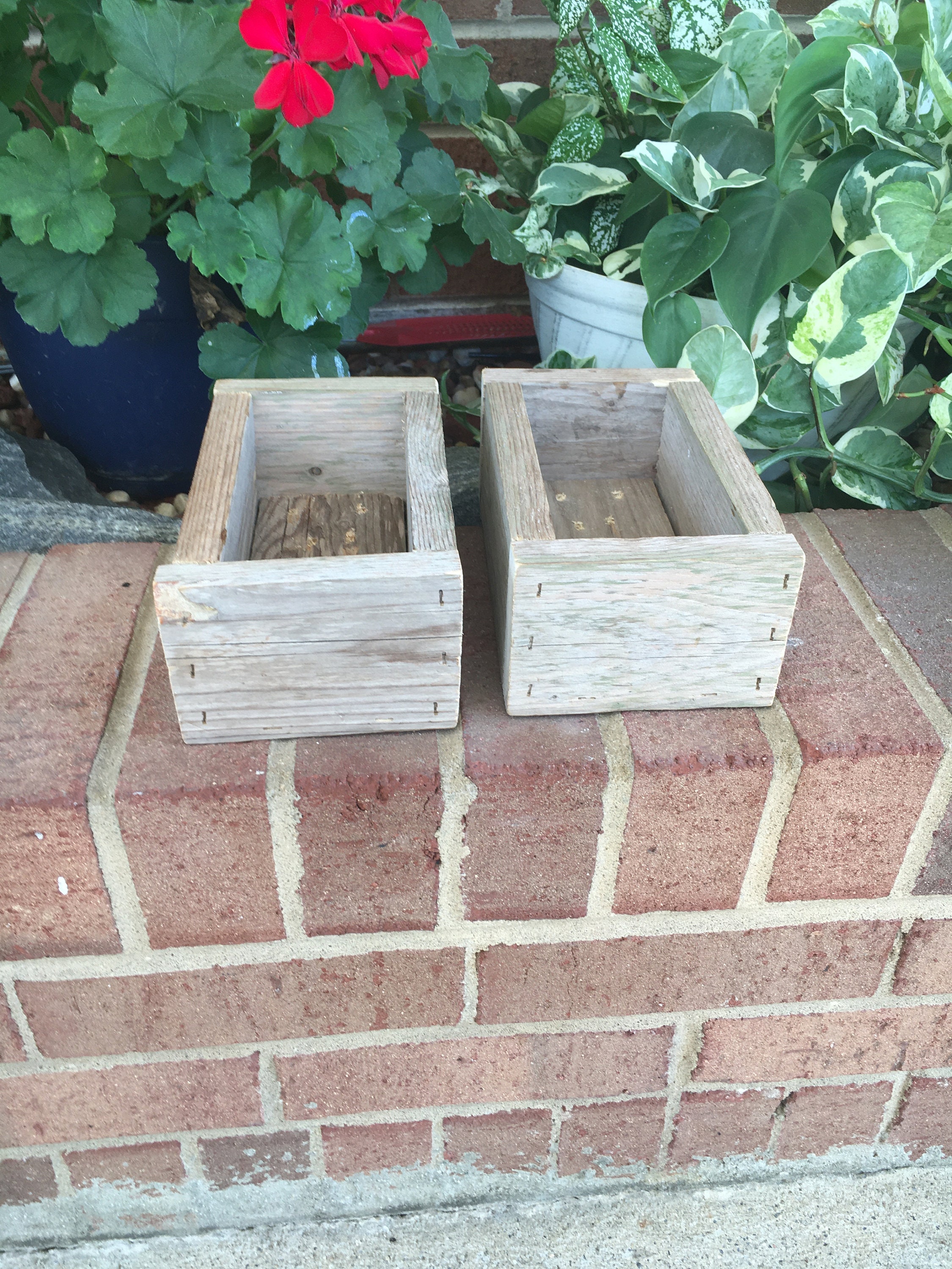 7" Wooden Planter Boxes 2 for Decor Indoor Outdoor Raised Farmhouse