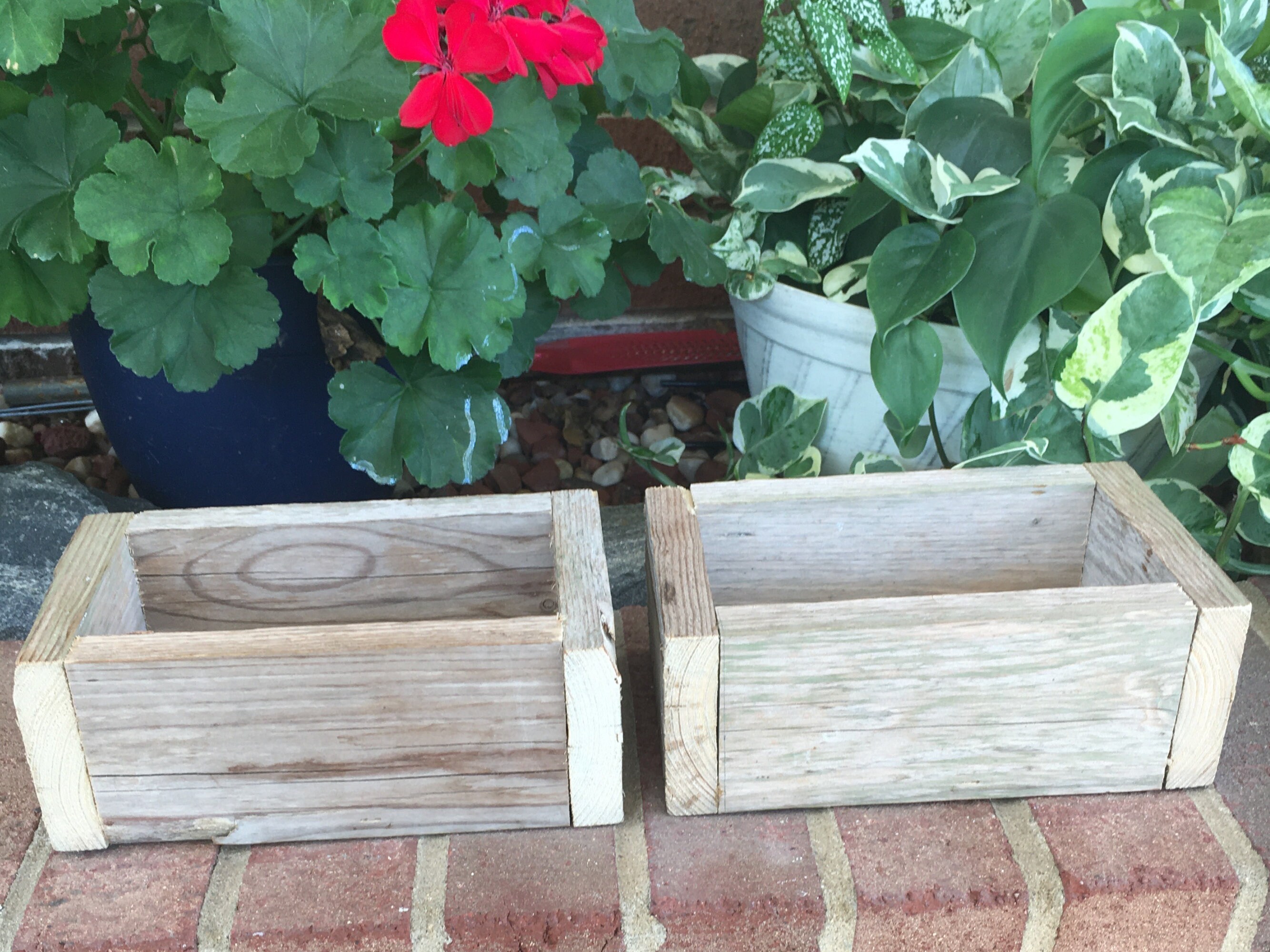 7" Wooden Planter Boxes 2 for Decor Indoor Outdoor Raised Farmhouse