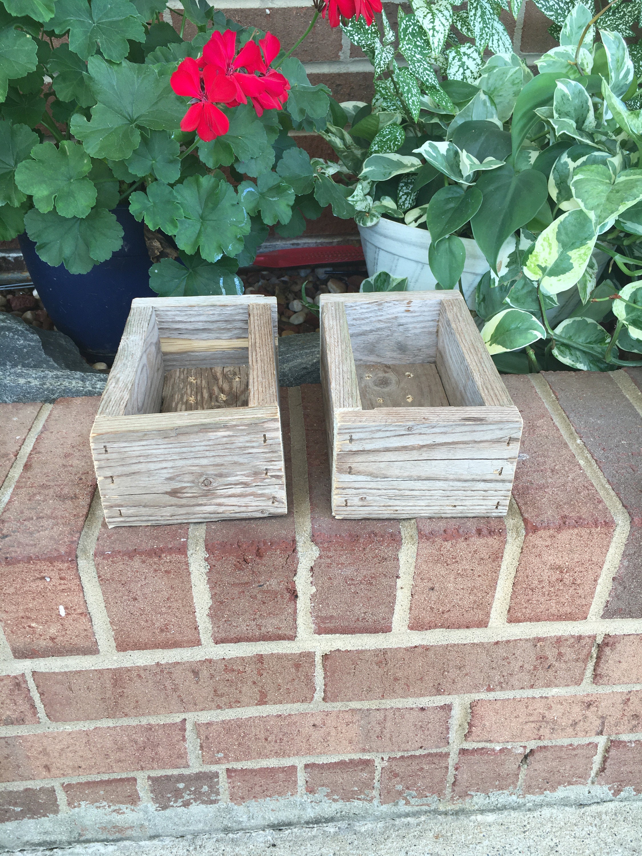 7" Wooden Planter Boxes 2 for Decor Indoor Outdoor Raised Farmhouse