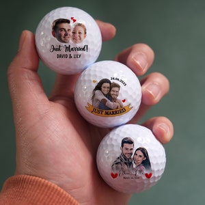 Photo de mariage, Cadeau balle de golf, Cadeaux de mariage, Balles de golf des mariés, Balles de golf pour couple, Balle de golf d&#39;anniversaire de mariage, Cadeau de mariage
