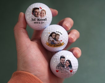 Regalo de pelota de golf con foto de boda, recuerdo de boda, pelotas de golf para novios, pelotas de golf para pareja, pelota de golf de aniversario, regalo de boda