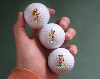 Pelotas de golf con personajes de dibujos animados, regalo de pelota de golf con foto de dibujos animados, pelotas de golf personalizadas, regalo para golfistas, regalo de cumpleaños