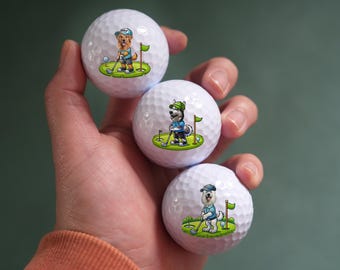 Dog Cartoon Photo Golf Ball Gift, Cartoon Characters Golf Balls, Personalized Golf Balls, Gift for Golfer, Birthday Gift, Pet Lover Gift