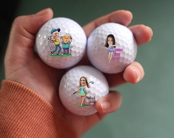 Cartoon Characters Golf Balls, Cartoon Photo Golf Ball Gift, Personalized Golf Balls, Gift for Golfer, Birthday Gift