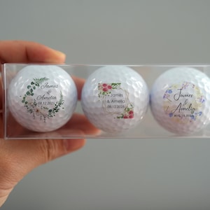 Cadeau floral balle de golf pour mariage, Cadeau de mariage, Balles de golf des mariés, Balles de golf pour couple, Balle de golf d&#39;anniversaire de mariage, Cadeau de mariage