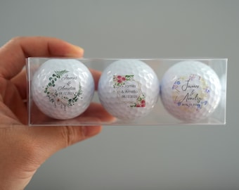 Regalo floral de boda con pelota de golf, recuerdo de boda, pelotas de golf para novios, pelotas de golf para pareja, pelota de golf de aniversario, regalo de boda
