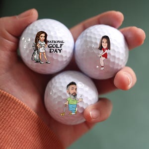 Custom Cartoon Photo Golf Ball Gift, Cartoon Characters Golf Balls, Personalized Golf Balls, Gift for Golfer, Birthday Gift