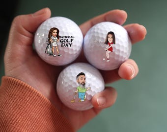 Custom Cartoon Photo Golf Ball Gift, Cartoon Characters Golf Balls, Personalized Golf Balls, Gift for Golfer, Birthday Gift