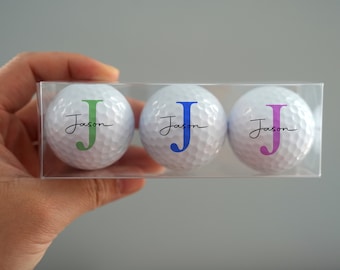 Initiales et nom personnalisés Balles de golf, Cadeau de golf personnalisé, Balles de golf simple ou double face, Cadeau pour golfeur, Cadeau pour papa, Cadeau pour garçons d'honneur