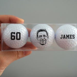 Photo Illustration Golf Balls, Black And White Photo Golf Balls, Custom Photo and Text Golf Balls, Gift for Dad, Gift for Golfer