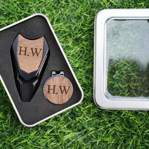 Personalized Golf Divot Repair Tool and Ball Marker Gift Set, Custom Engraved Golf Gifts, Men Golf Gifts, Groomsmen Gift, Father's Day Gift