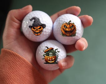 Halloween Golf Balls, Spooky Season, Personalized Halloween Gifts, Party Favors, Golf Accessories, Halloween Golf Gift with Photo Or Text