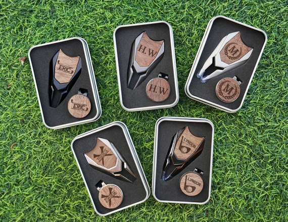 Personalized Golf Divot Repair Tool and Ball Marker Gift Set, Custom Engraved Golf Gifts, Men Golf Gifts, Groomsmen Gift, Father's Day Gift