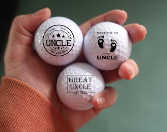 Balles de golf pour faire-part de grossesse, Cadeaux sponsorisés pour un oncle, Balle de golf simple ou double face, Cadeaux de golf personnalisés, Cadeaux grossesse