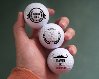 I'm Retired Golf Ball, Custom Retirement Golf Ball Gift, Single or Double Sided Golf Balls, Custom Text Golf Gifts, Happy Retirement