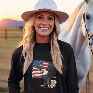 American Flag - Eagle - Long Sleeve T-shirts - Free Shipping!