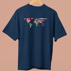 Einzigartige Flaggen-Karte aller UN-Länder - T-Shirts - Hoodies - Für Studenten - Für Ihn - Für Sie - Lehrer - Alle Farben und Größen