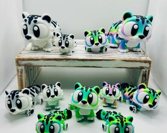 3D Printed Articulated Tiger / Snow Leopard: Articulated Fidget Toy / Desk Pet (BIG CAT EDITION)