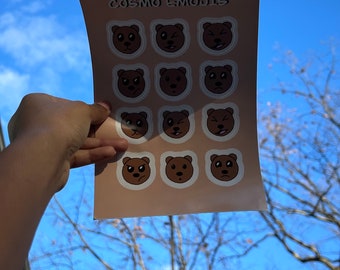 Bear Emoji vinyl Sticker sheet
