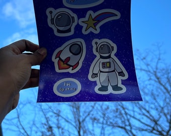 Space themed vinyl sticker sheet