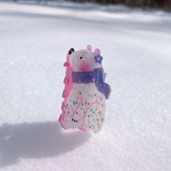 Winter Polar Bear Non-Slip Hair Claw Clip Christmas Gift Quality Thick Iridescent Gift Scarf Pink Purple White Shiny