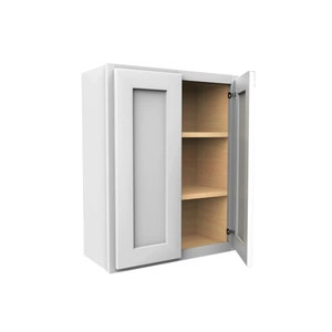 W2436 Gabinete listo para enviar, madera contrachapada, borde suave, 2 puertas, gabinete de pared de cocina ajustable con 2 estantes, 24 pulgadas de ancho x 36 pulgadas de alto x 12 profundidad