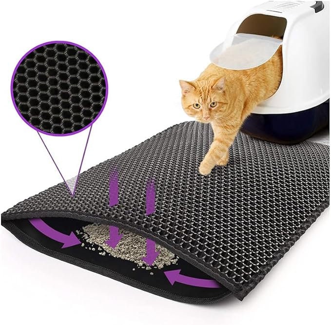 Cute Cat Litter Trapping Mat, Traps Mess From Litter Box And Pet Food Bowl,  Easy To Clean, Anti Slip, Pet Accessories, Door Floor Mats - Temu