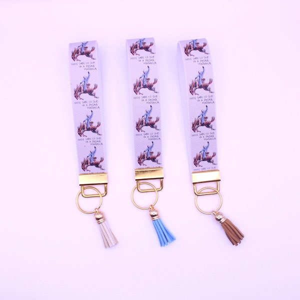 Bad Bunny Nadie Sabe Lo Que Va A Pasar Mañana Wristlet Key Chain w/ Tassel