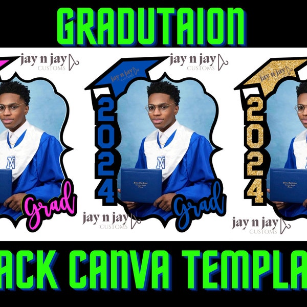 graduation fans editable template cover 3 pack bundle canva