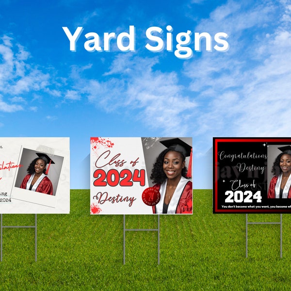 Bewerkbare Canva Graduation Yard Sign-bundel van 4 stuks