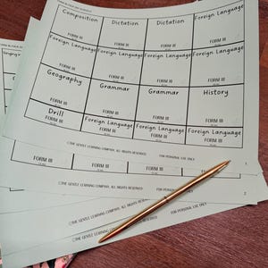 Schede orarie (programma) per la classe 1 di Charlotte Mason (1a-3a elementare)
