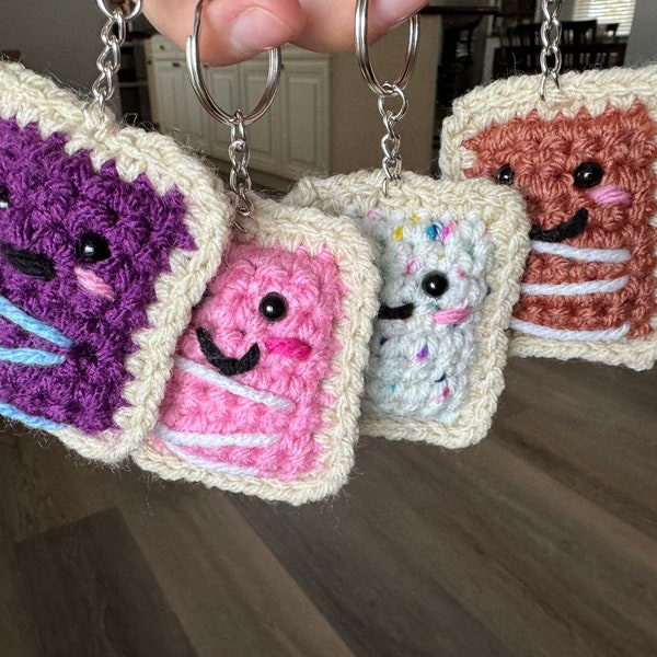 Crochet poptart keychain, backpack lanyard charm