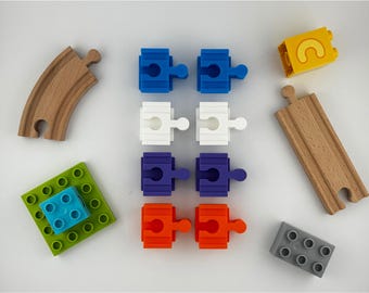 Lego Duplo to Wooden Train Track Adapters | Pack of 8 | BRIO HAPE IKEA