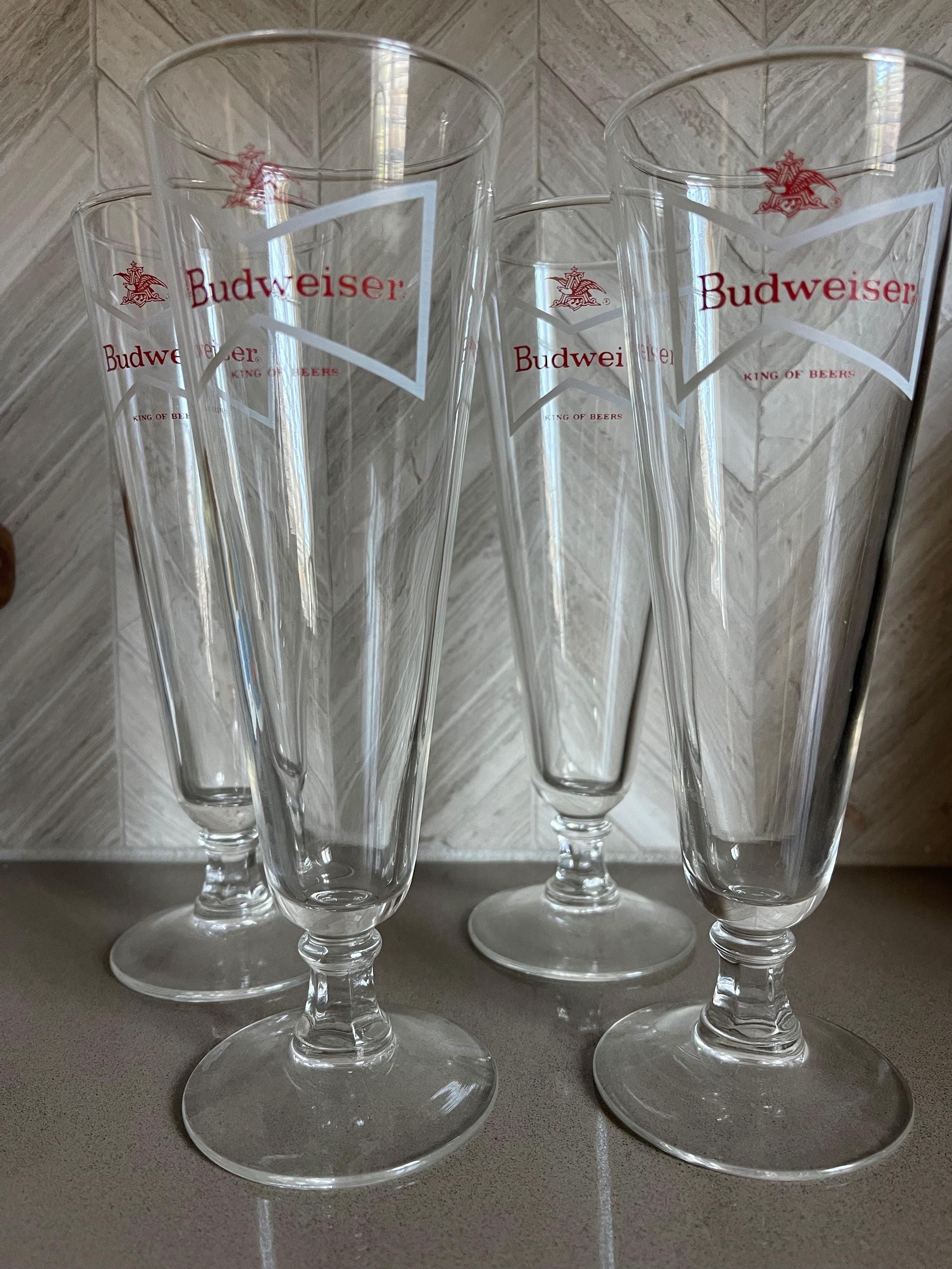 Budweiser Footed Bowtie Pilsner Glasses (4) vintage