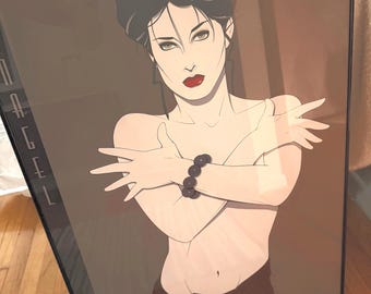 Vintage Patrick Nagel Framed Print “Arms Crossed” Pop Art Graphic Postmodernism (1990s)