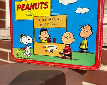 Vintage Peanuts Metal Lunchbox – Snoopy & Charlie Brown Classic (1973) No Thermos