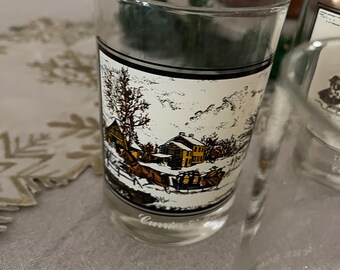 Vntg Arby&#39;s Winter Currier and Ives Glasses - Set of 2 (1978)